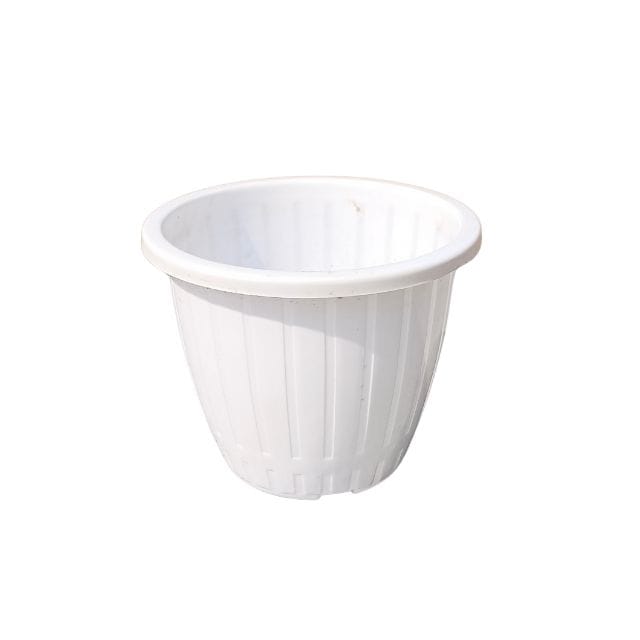 White plastic cup on a white background