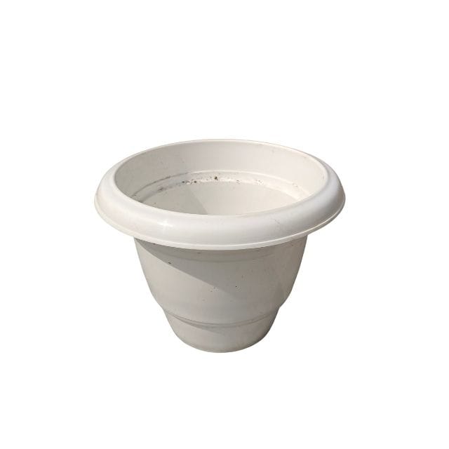 White plastic cup on a white background