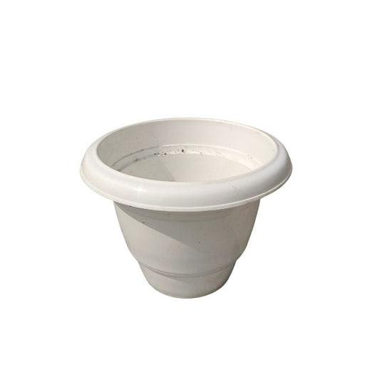 White plastic cup on a white background