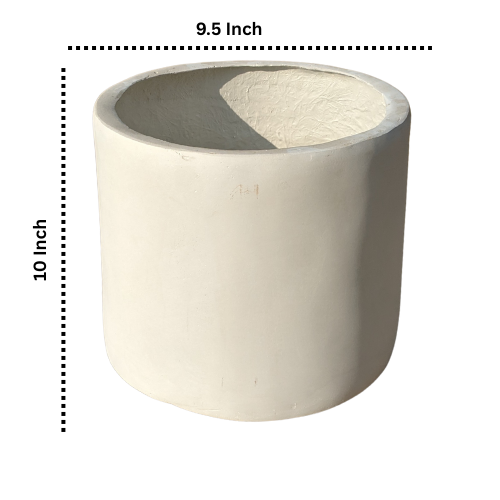 Cylinder White Fiber Pot 10 Inch