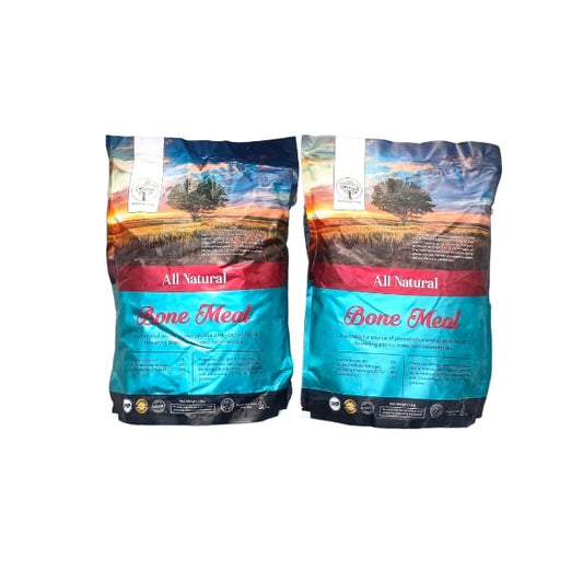 Two bags of all natural bone meal on a white background Haryali