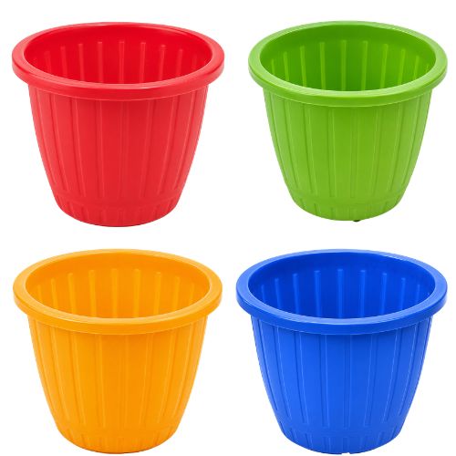Set Of 4 (8) Inch Different Colour Petu Pot